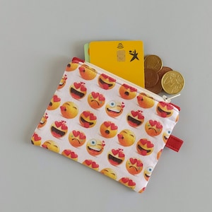 Monedero de smileys de tela con cierre cremallera. Monedero carita sonriente. Bolsa con cremallera. Regalo adolescentes. Dinero efectivo.