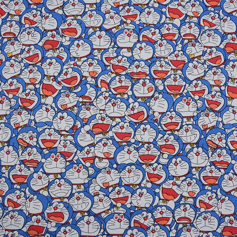 Cute cartoon Doraemon pattern  Fabric Pokonyan blue cat pet 