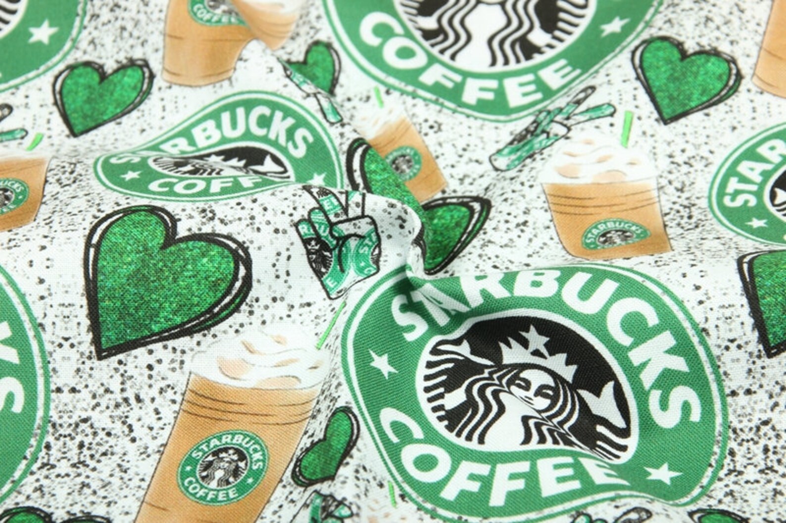 Starbucks coffee pattern Fabric cartoon green Mermaid print | Etsy