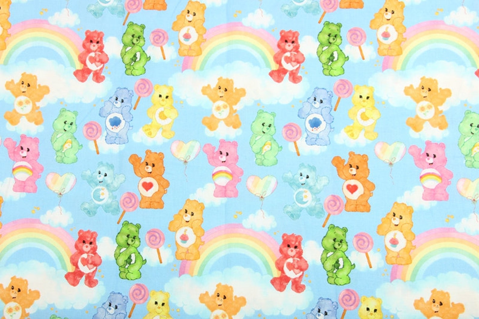 Care Bears fabric multicolored bear Cartoon Pattern print Etsy