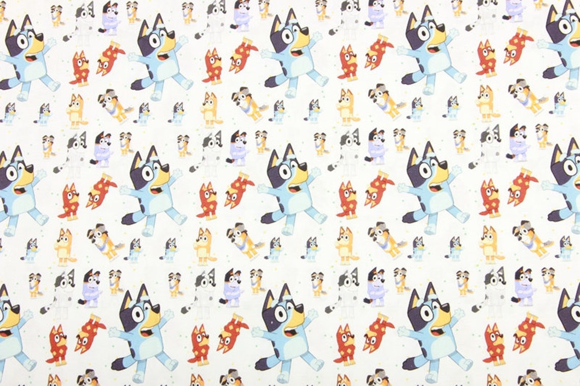 Bluey pattern Fabric Cute cartoon Blue Heeler puppy Bingo dog Etsy
