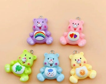 Cartoon Care Bear Animal Resin Charms Flat Back Crafts Pendants Accessories DIY Jewelry Making