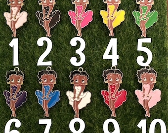 Dijes colgantes de aleación de plata de Betty Boop, afroamericanos, para regalos de fiesta