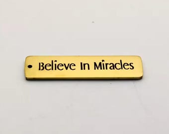 Gold “Believe In Miracles” Christian Faith Spiritual Personalized Engraved Stainless Steel Flatback Charms Pendants