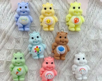 Cartoon Care Bear Animal Resin Charms Flat Back Crafts Pendants Accessories DIY Jewelry Making