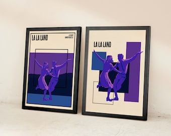 La La Land Movie Poster Prints | Ryan Gosling & Emma Stone | Minimalist Film Wall Art