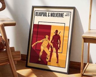 Deadpool & Wolverine | Minimalist Film Poster Print 1 | Ryan Reynolds | Hugh Jackman | Vintage Retro Print | Wall Art | Movie Gifts