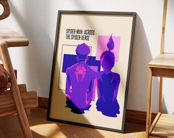 Spider-Man: Across the Spider-Verse Movie Poster Print 2 | Miles Morales & Gwen Stacy | Minimalist Film Wall Art