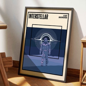 Interstellar Minimalist Film Poster | Vintage Retro Print | Wall Art | Christopher Nolan | Matthew McConaughey | Cooper | Film Movie Gifts