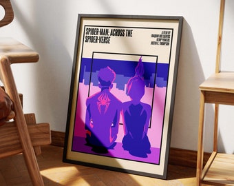 Spider-Man: Across the Spider-Verse Movie Poster Print 1 | Miles Morales & Gwen Stacy | Minimalist Film Wall Art