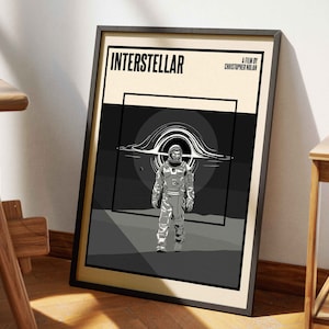 Interstellar B&W Minimalist Film Poster | Vintage Retro Print | Wall Art | Christopher Nolan | Matthew McConaughey | Cooper | Movie Gifts