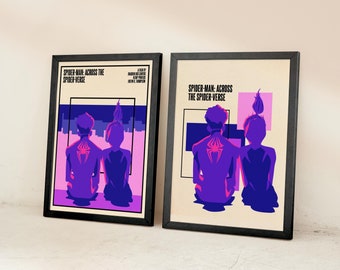 Spider-Man: Across the Spider-Verse Movie Poster Prints | Miles Morales & Gwen Stacy | Minimalist Film Wall Art