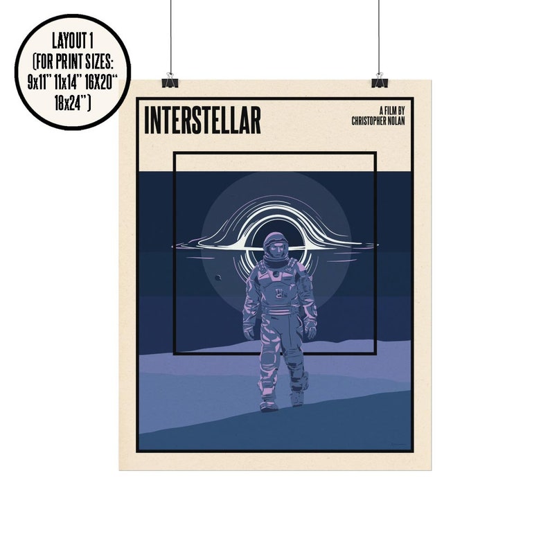 Interstellar Minimalist Film Poster Vintage Retro Print Wall Art