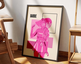 Barbie Movie Poster Print | Modern Minimalist Film Poster 2| Margot Robbie | Greta Gerwig | Original Art Print | Room Wall Decor | Hi Barbie