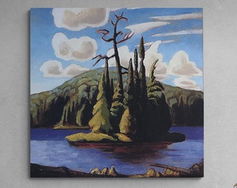 Lawren Harris, group of seven print, island Algonquin park, Canadian artist, Canvas print, canvas wall art, wall decor