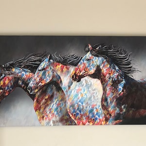 Canvas print, large wall art, canvas wall art, wall decor,  Horses in the wind
