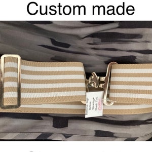 Elastic Equestrian Surcingle Belt  Beige/White  1.5” & 2” - Fashion Stripes - Custom Made Riding Belts