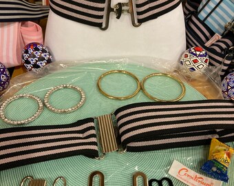 Equestrian Elastic Belt Stripes cinch Surcingle Buckle " U SEW & U Save"   2" Inch  DIY - made your own belt  Birthday  Gift.