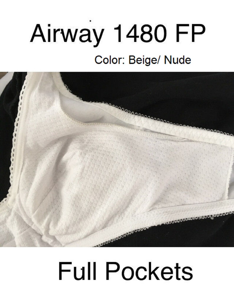 Airway 1480 Contour Fiberfill Best Fit Full Cotton Lined Pockets for Pads or Silicone Forms 32A