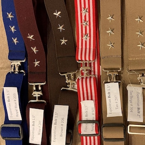 1.5 Inch Equestrian Elastic Surcingle Buckle Belts ***3 Star General -  size  24&quot; - 34 &quot; Ready to Wear -Riding Belt, Army Vet 96 making Belt