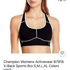 Champion Women&#39;s Activewear B7918 X-Back Sports Bra S,M.L, Black. Pink NWT
