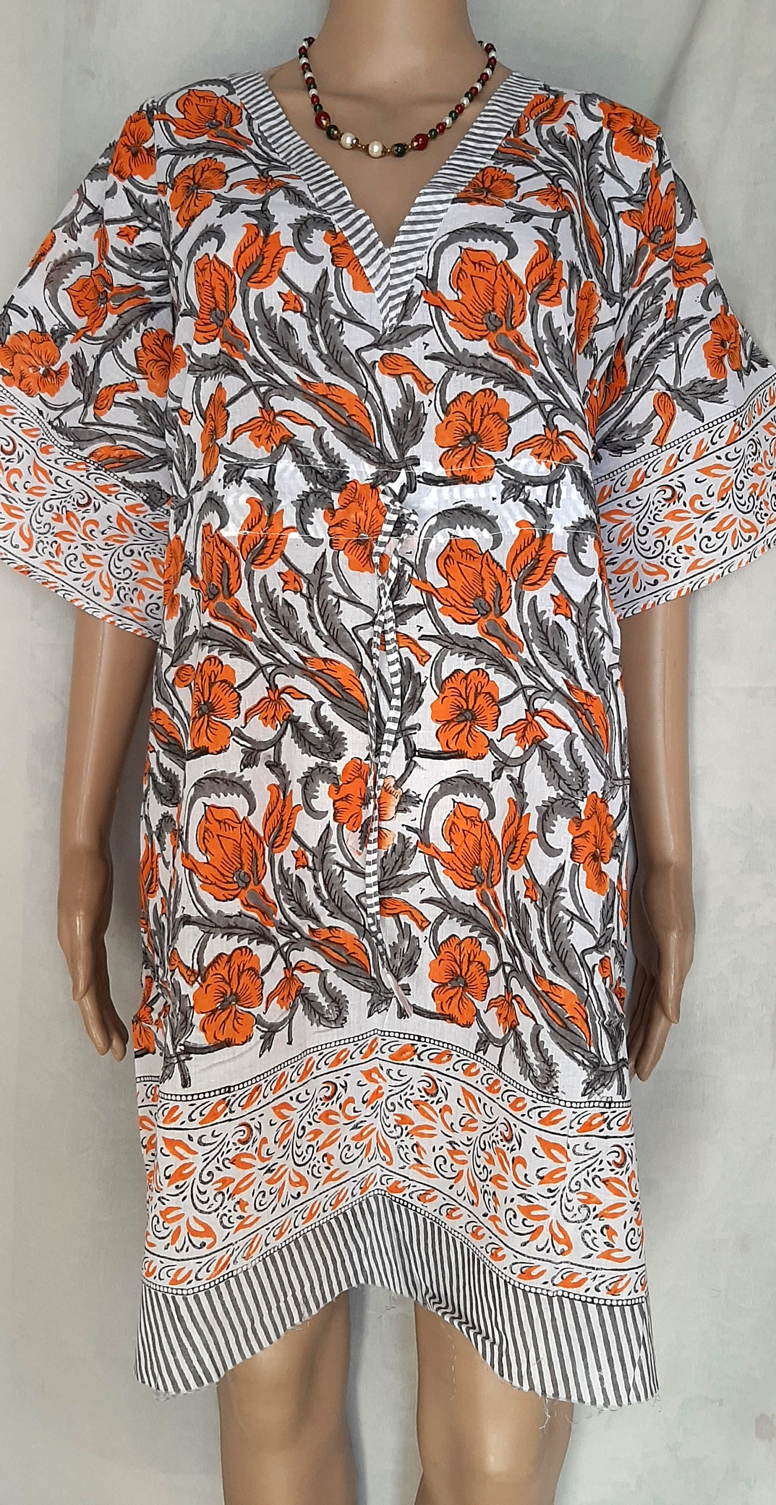 Indian Cotton Kaftan for Women Short Kaftan Dresskimono Etsy Australia