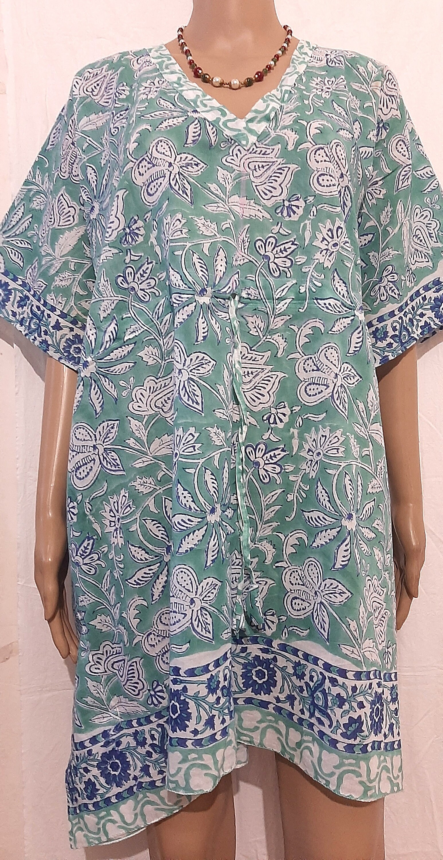 Indian Cotton Kaftan For Women Block Anokhi Printed Short Robe Etsy