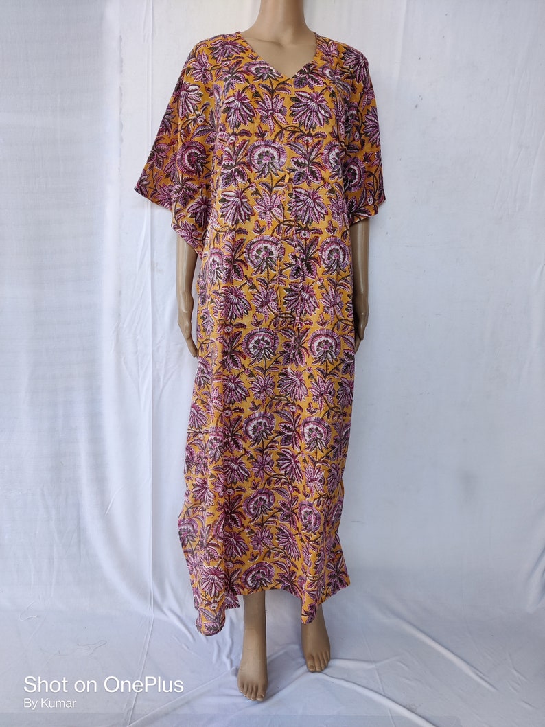 Indian Cotton Natural Night Tunic Cover Beach Party Comfy Sleep wear Block print Soft Garment Care Hobo A Line Maternity kurta Kaftan Kimono