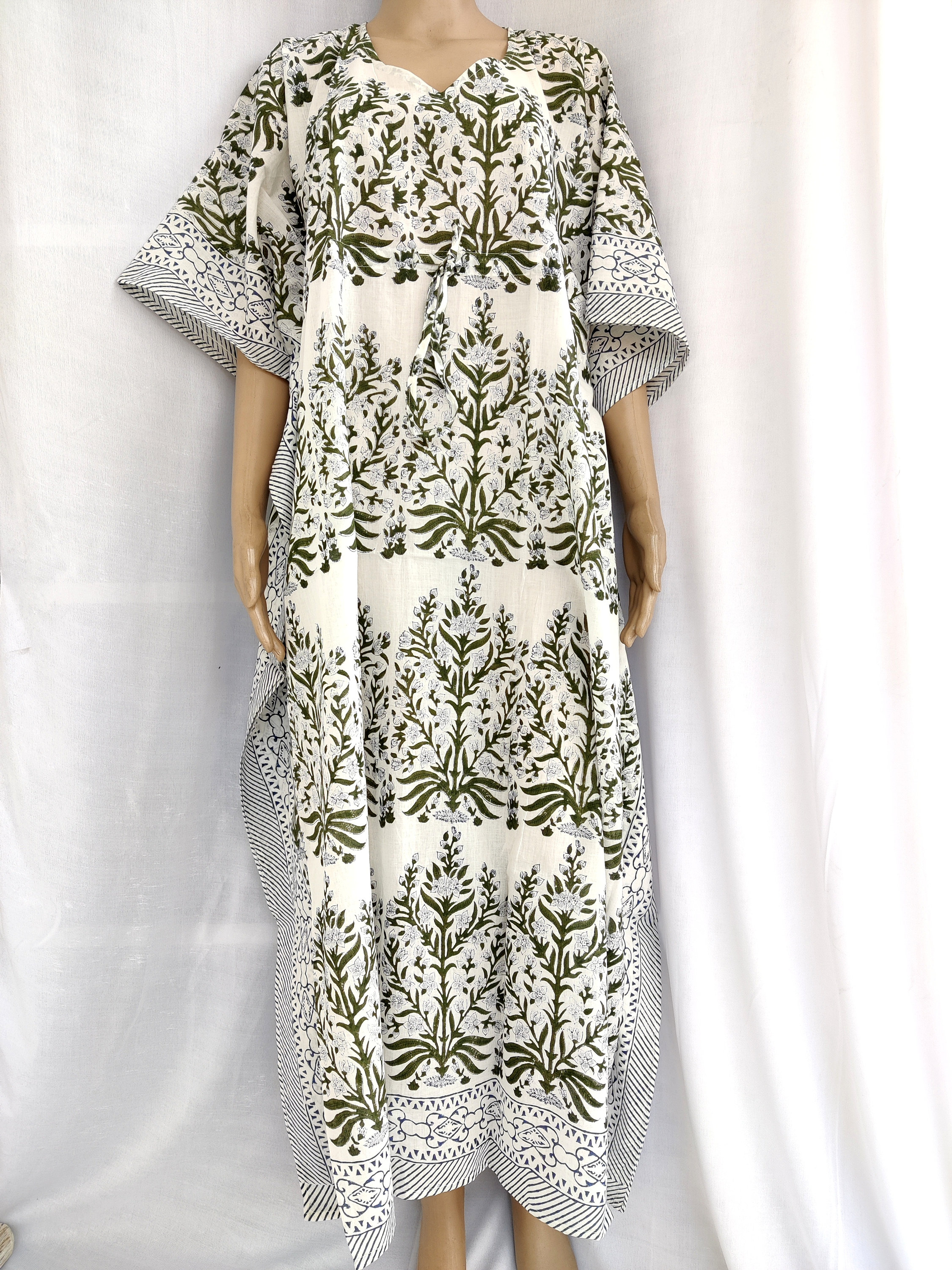 Indian Cotton Blockprint Dressing Gown Plus size Night Dress Etsy