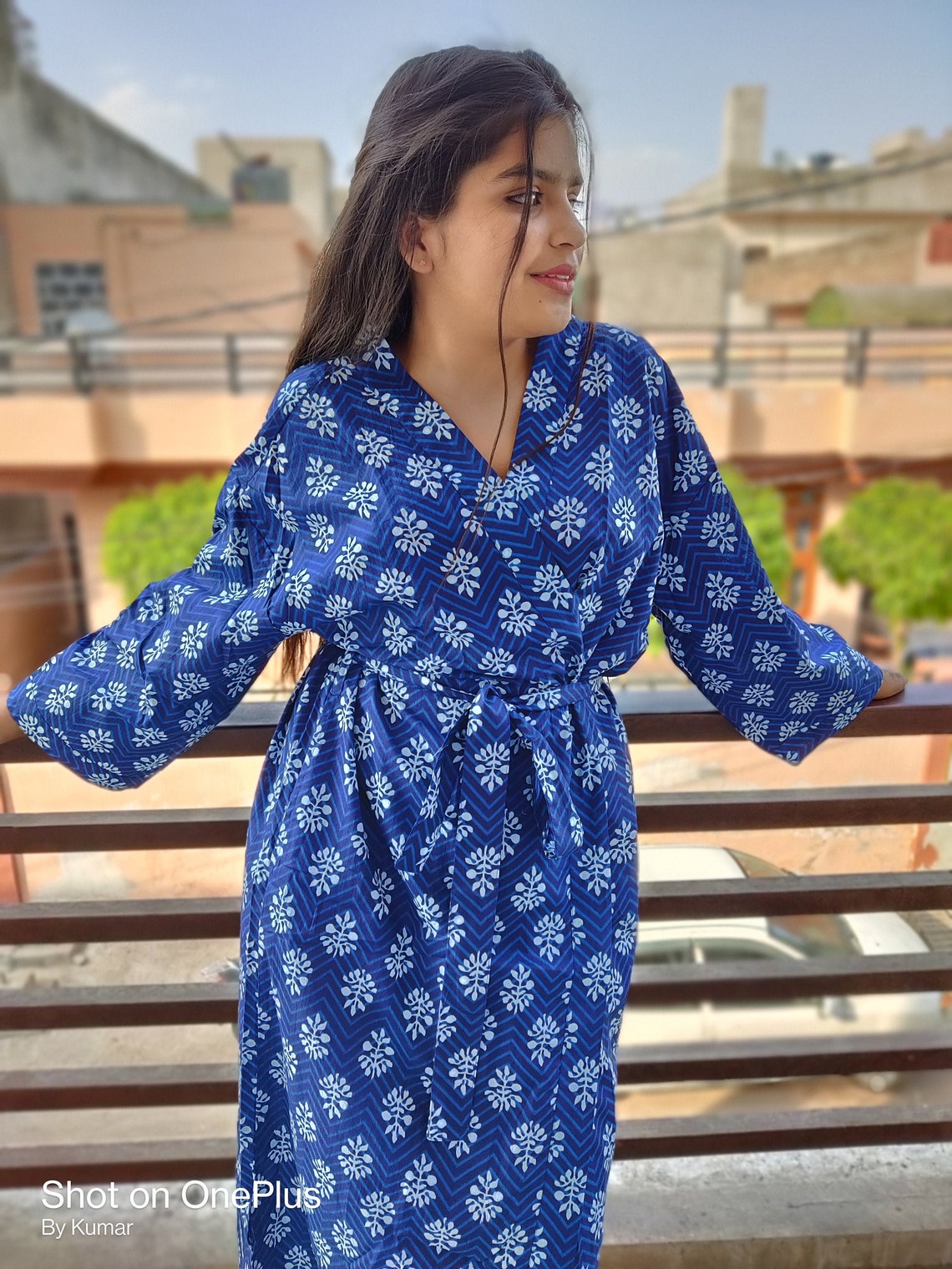 Indian Cotton Summer Anokhi Screen Printed Kimono Robe Women Etsy