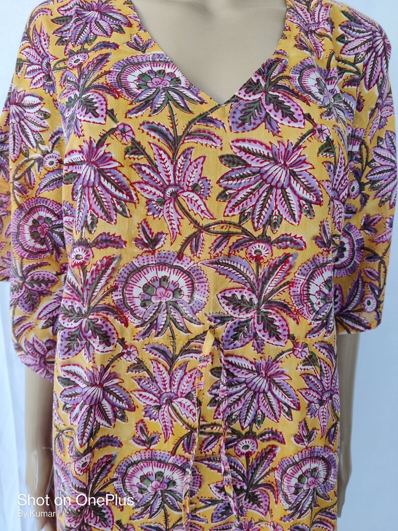 Indian Cotton Natural Night Tunic Cover Beach Party Comfy Sleep wear Block print Soft Garment Care Hobo A Line Maternity kurta Kaftan Kimono