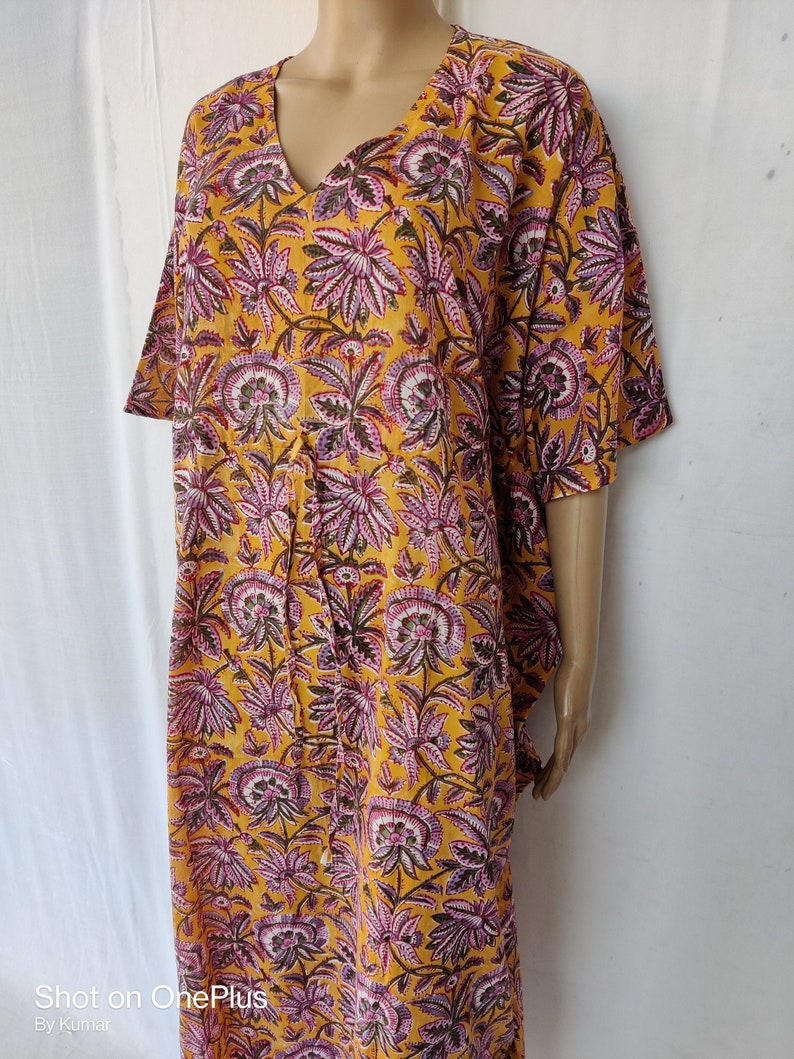 Indian Cotton Natural Night Tunic Cover Beach Party Comfy Sleep wear Block print Soft Garment Care Hobo A Line Maternity kurta Kaftan Kimono