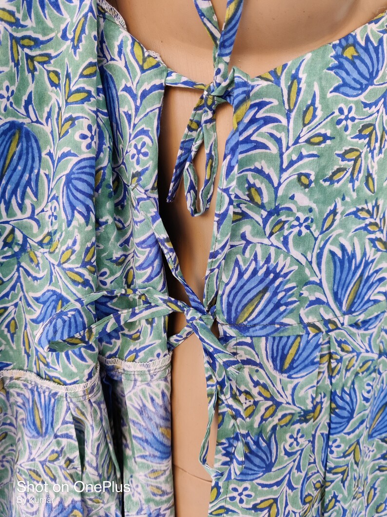Indian Cotton Bridesmaid Dressing Hand block Print Natural Running Handmade Floral Beach Robe Maternity Wear Garment Care A Line Kurta Dress