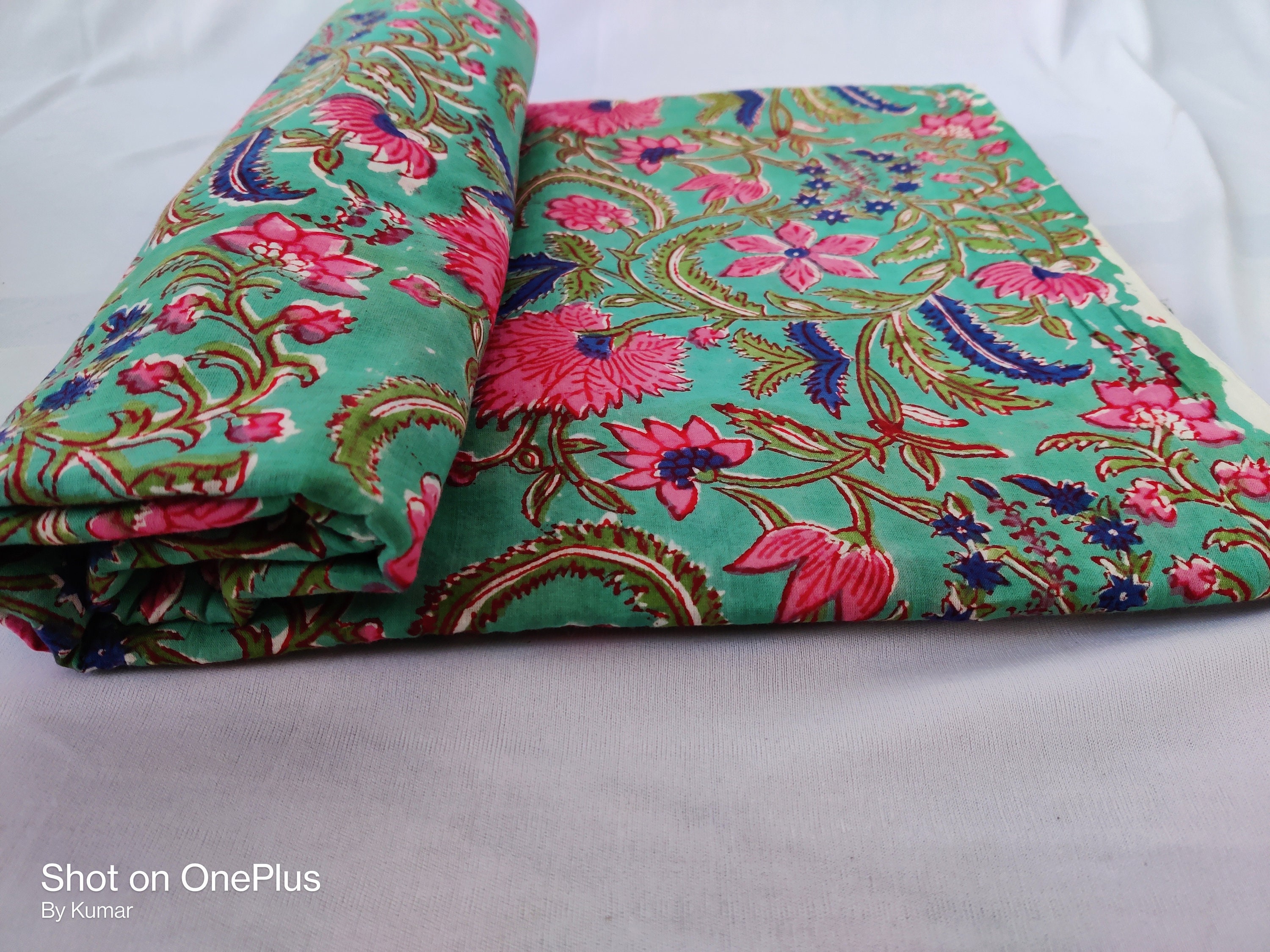 Indian Cotton Breathable Fabric Hand Block Floral Print Summer Etsy
