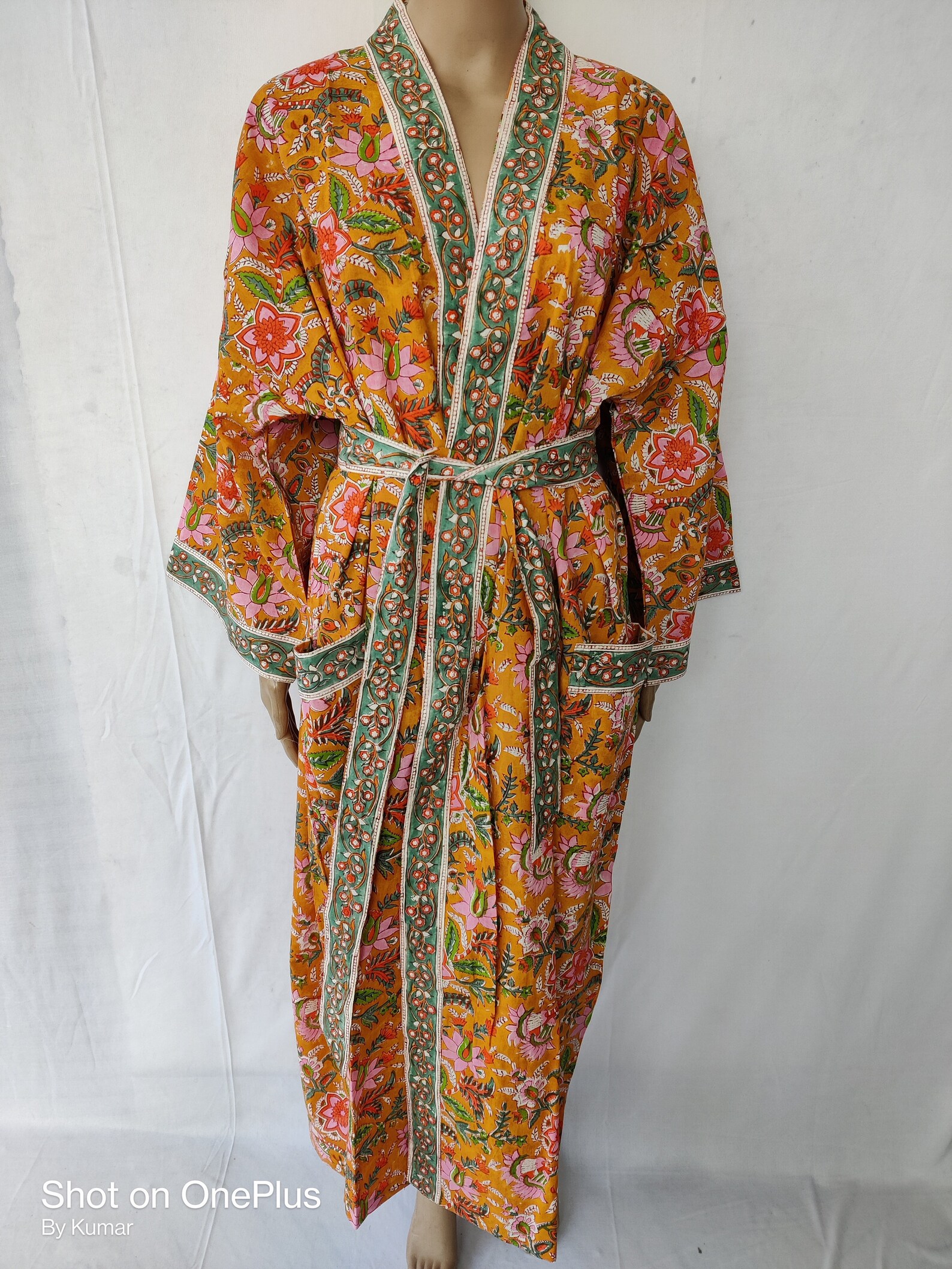 Indian Cotton Anokhi Print Kimono Robe Women Long Beach Cover - Etsy