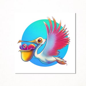 Symbol of the stork of Alsace which brings the baby, parodied in a marine version with a pelican and an octopus as a postcard