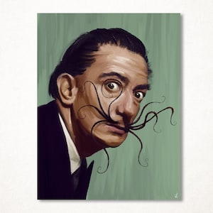 Salvador Dali and his mustache, parody octopus version limited and signed art print in several formats for wall decoration