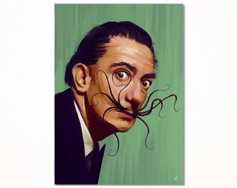 Salvador Dalì, parody octopus version in postcard