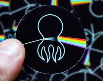 Pink Floyd's The Dark Side of the Moon parodied in an octopus version, in individual stickers or in packs to stick anywhere