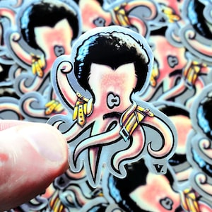 Versione polpo Freddie Mercury, adesivi a specchio singolarmente o in confezione da attaccare ovunque