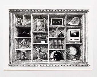 The octopus cabinet of curiosities, a collectible postcard