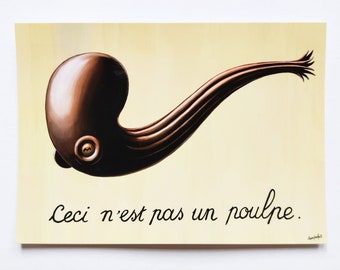 This is not an octopus, René Magritte parodied octopus version in postcard