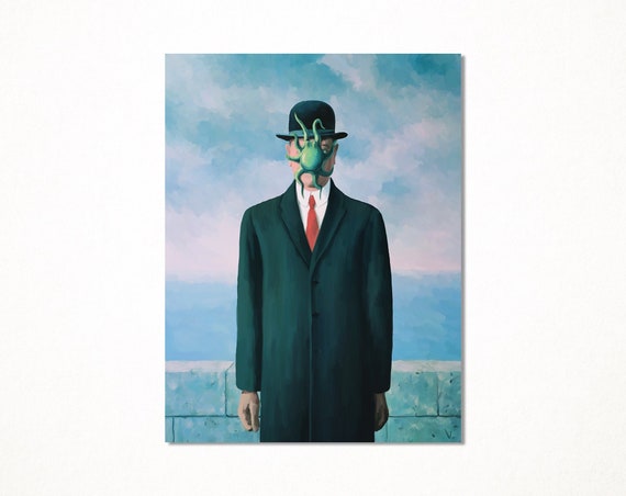 Le Fils De L'homme by René Magritte, Parody of Octopus in Postcard