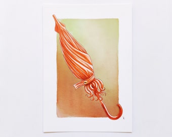A diverted umbrella in octopus, postcard to collect