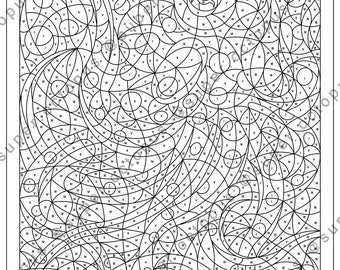 Octopus magic coloring page in high resolution digital file, to print at home endlessly or color on computer