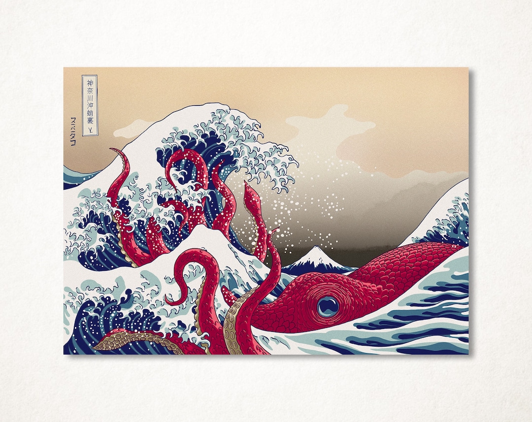 The Great Wave off Kanagawa by Hokusai Parodied Octopus