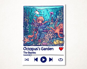 Octopus's Garden by The Beatles (Ringo Starr), limited edition and signed fine art print in various sizes for wall decoration