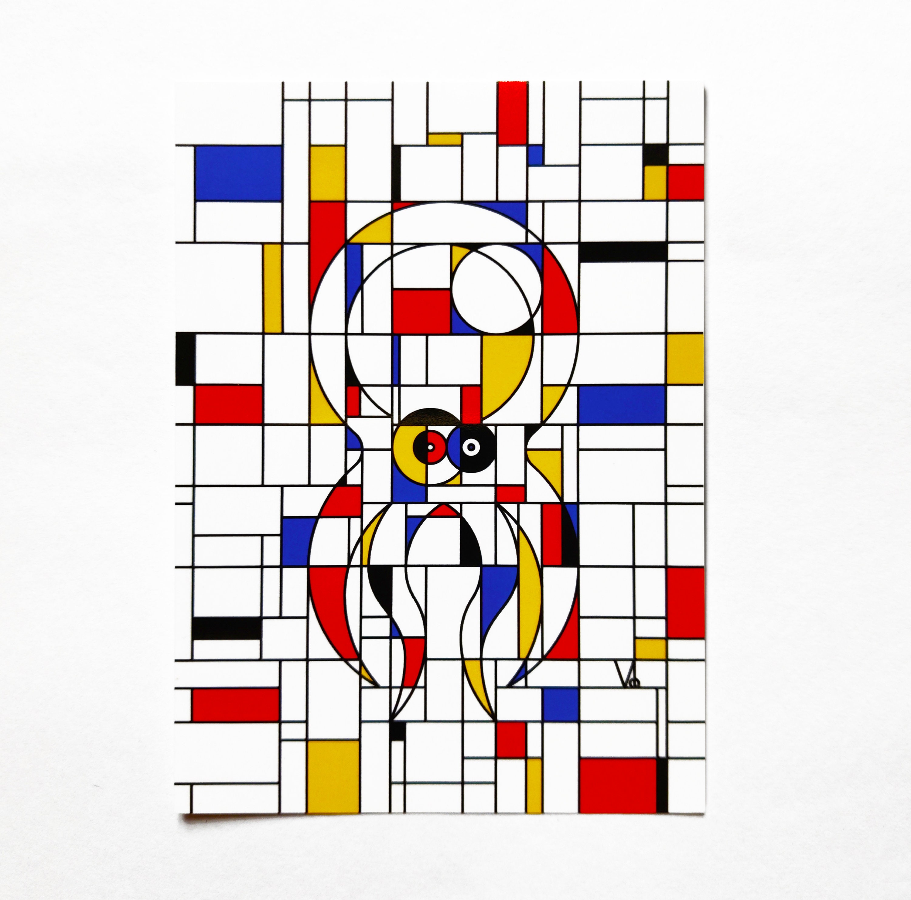 Piet Mondrian Parodied Octopus Version in Postcard - Etsy
