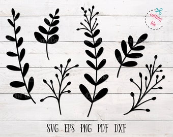 Leaves and branches svg cut file for Cricut and Silhouette, Instant download