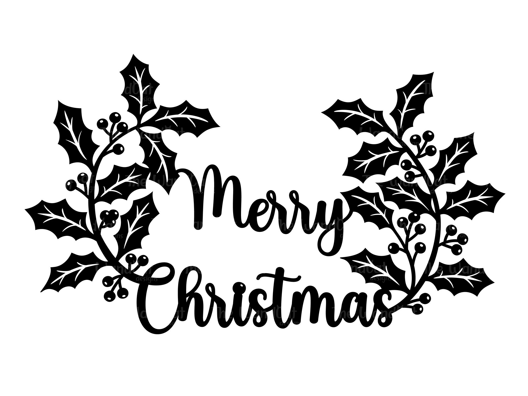 Merry Christmas Svg Holly Leaves Svg Christmas Decoration Cut File Merry christmas svg holly leaves svg christmas decoration cut file